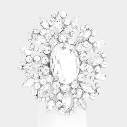 Giselle Silver Stretch Rhinestone Competition Ring - Restocked!