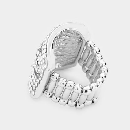 Raelyn Silver Stretch Rhinestone Competition Ring - Restocked!