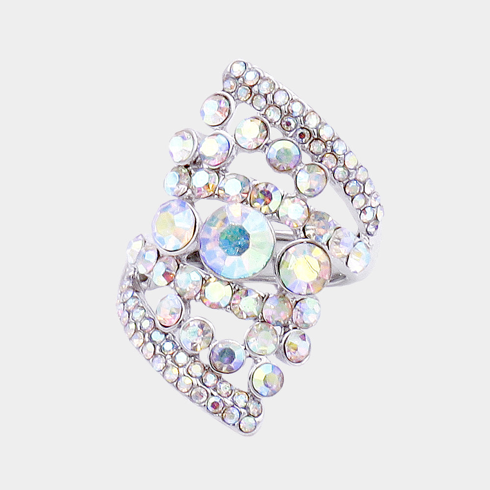 Ava AB Stretch Rhinestone Competition Ring - Temporarily Out of Stock!