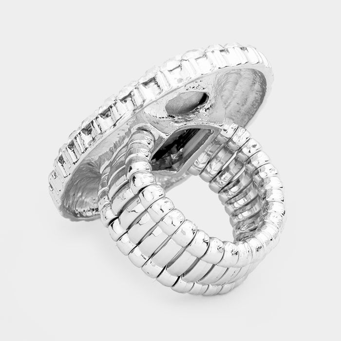 Dasia Silver Stretch Rhinestone Competition Ring - Restocked!