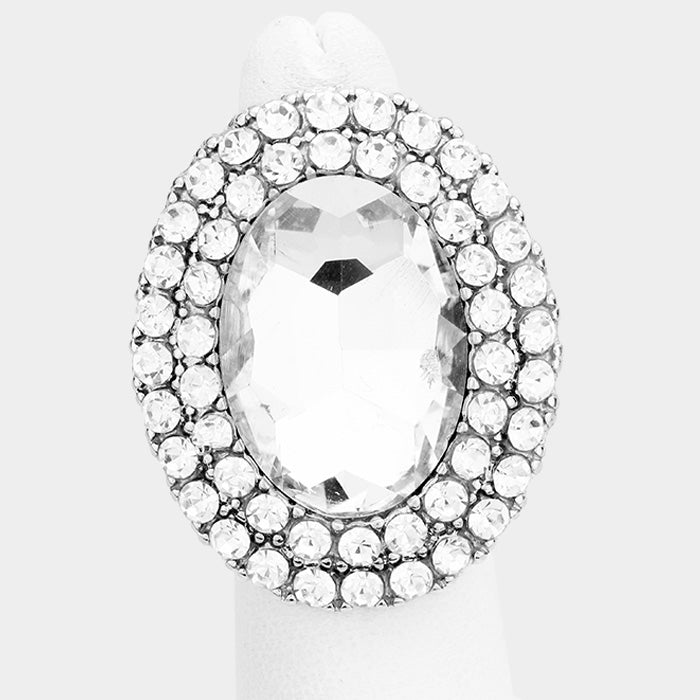 Dasia Silver Stretch Rhinestone Competition Ring - Restocked!