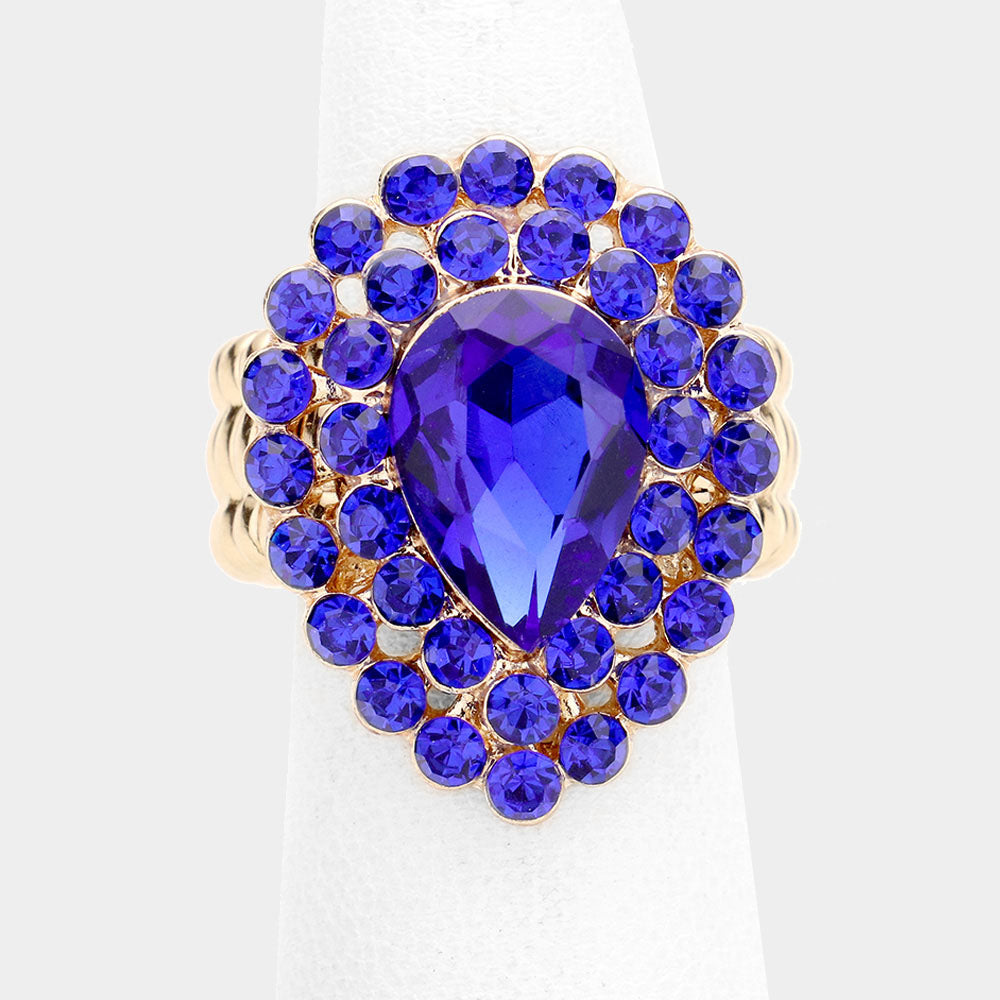 Sapphire on Gold Stretch Rings (CLICK TO VIEW SAMPLE SELECTION)