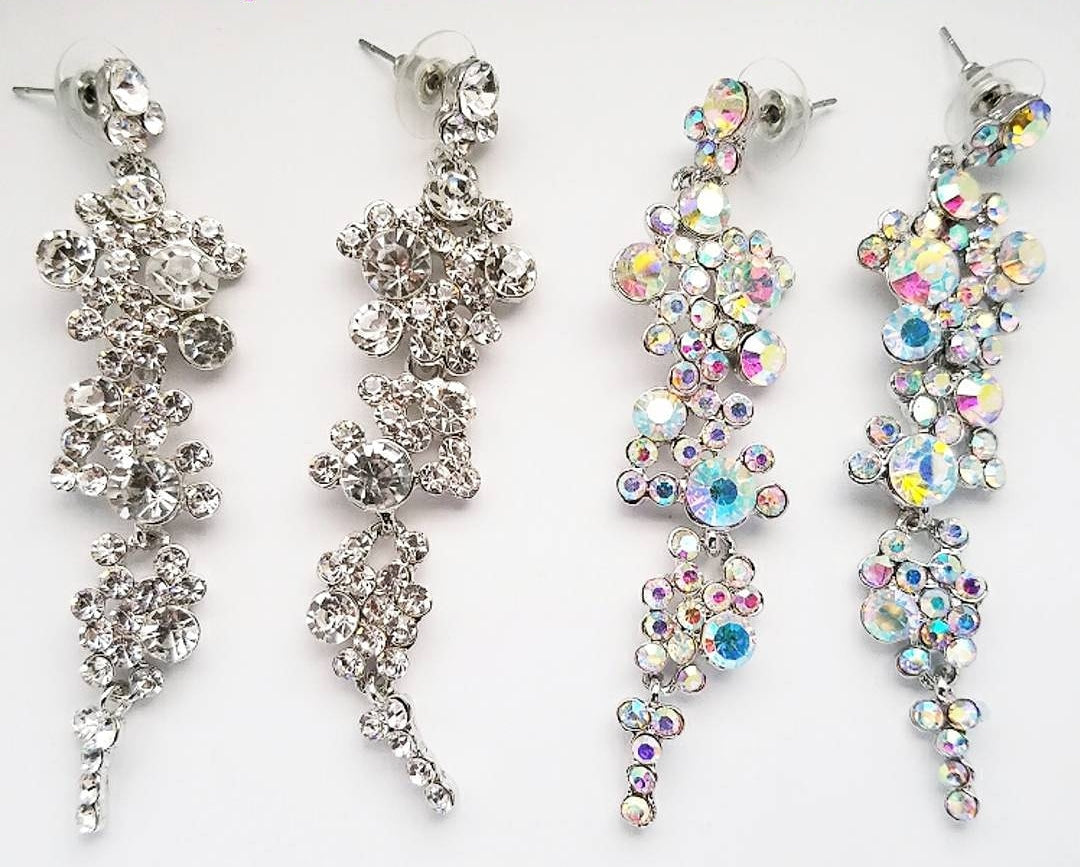 Krystal AB Silver Rhinestone Competition Earrings - Restocked!