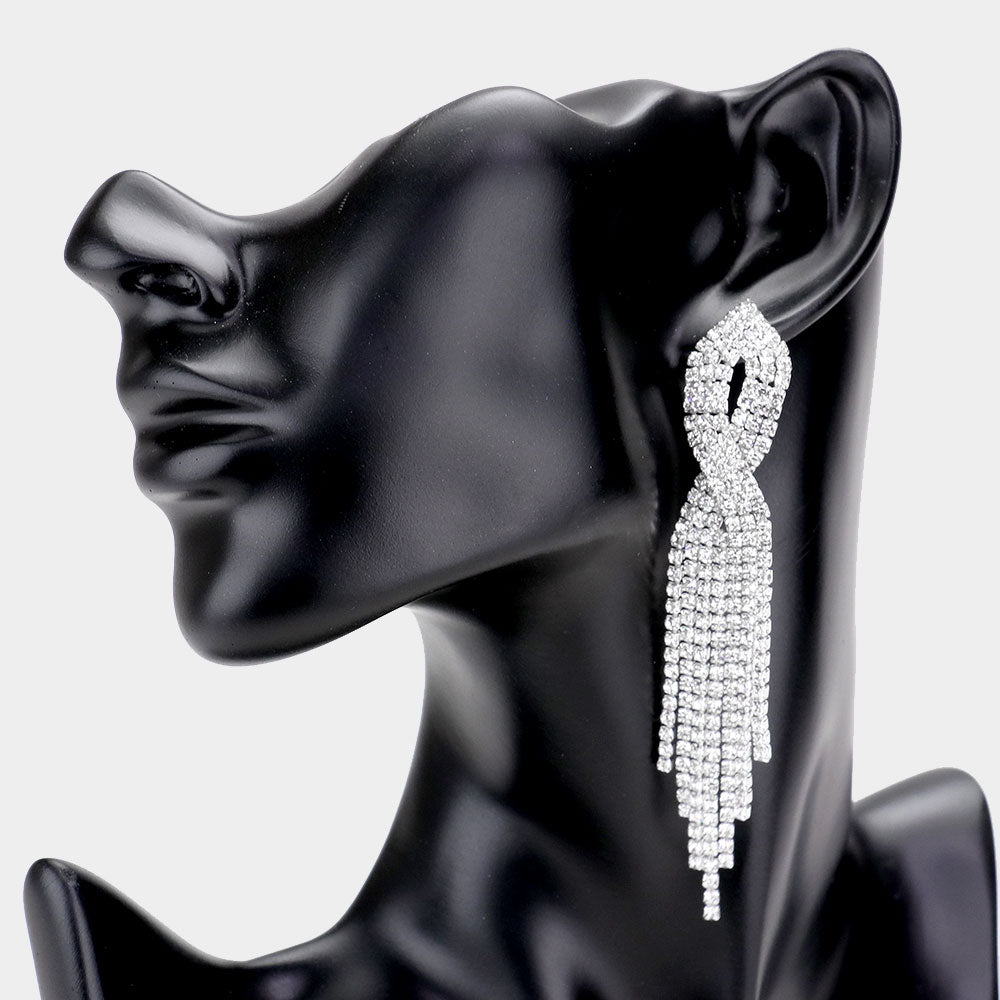 Ivy Silver Rhinestone Competition Earrings