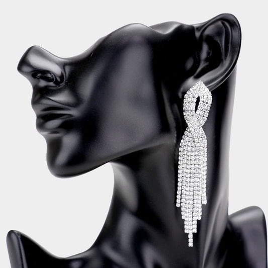 Ivy Silver Rhinestone Competition Earrings