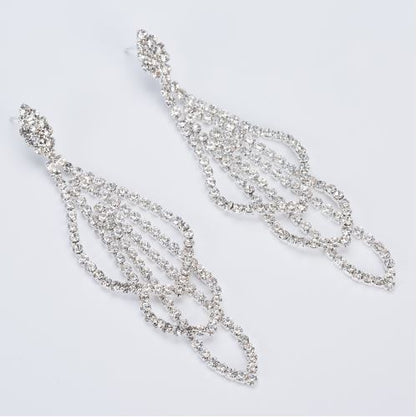 Jess Silver Rhinestone Competition Earrings