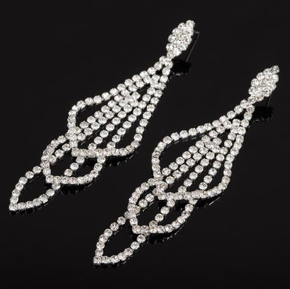 Jess Silver Rhinestone Competition Earrings