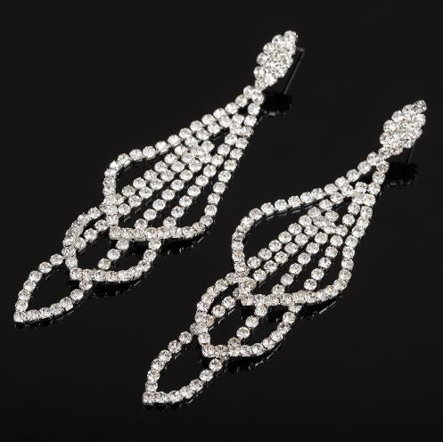 Jess Silver Rhinestone Competition Earrings