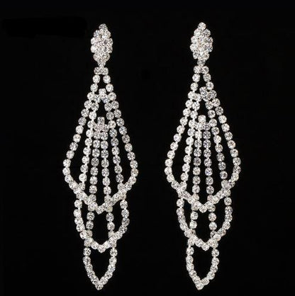 Jess Silver Rhinestone Competition Earrings
