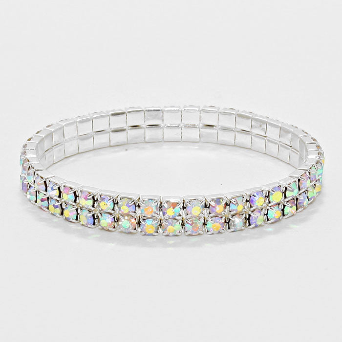 Raine 2 Row AB Stretch Rhinestone Competition Bracelet