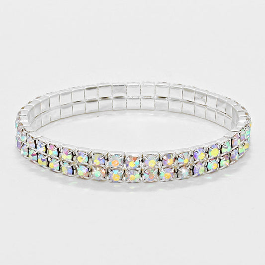 Raine 2 Row AB Stretch Rhinestone Competition Bracelet