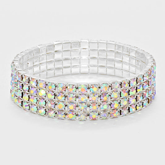 Raine 4 Row AB Stretch Rhinestone Competition Bracelet - Restocked!