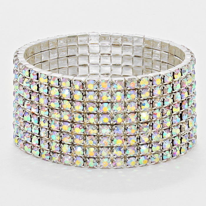 Raine 8 Row AB Stretch Rhinestone Competition Bracelet - Restocked!