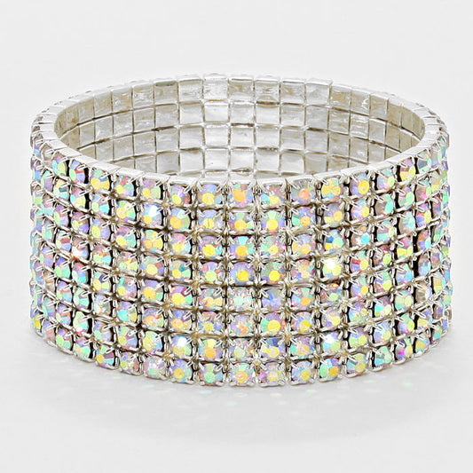 Raine 8 Row AB Stretch Rhinestone Competition Bracelet - Restocked!