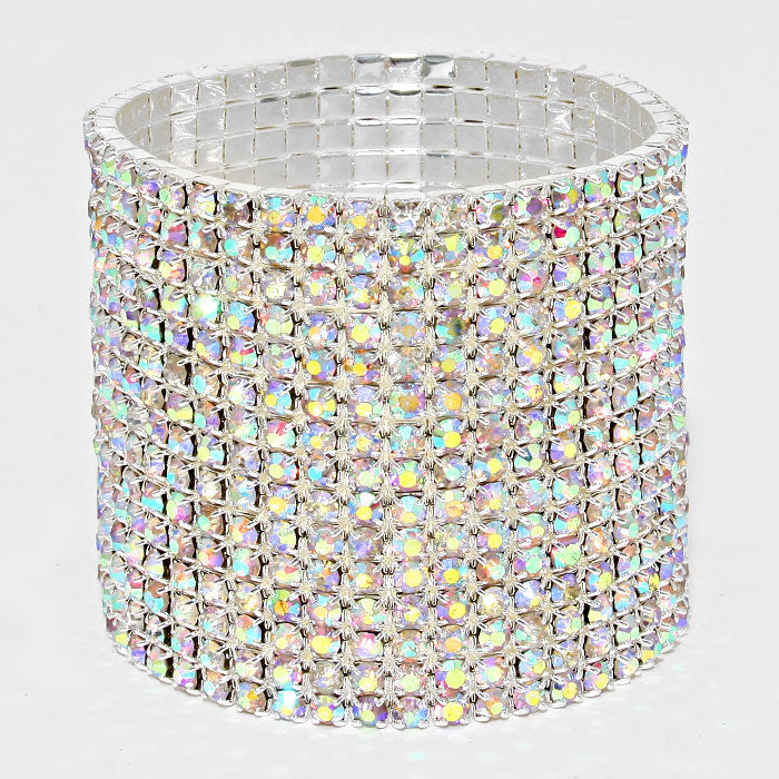 Raine 15 Row AB Stretch Rhinestone Competition Bracelet
