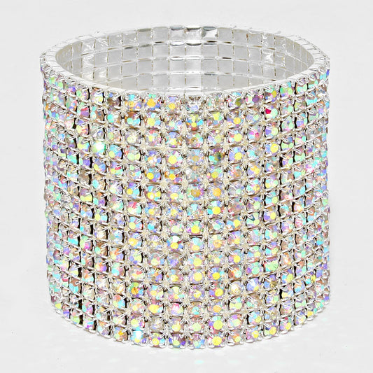 Raine 15 Row AB Stretch Rhinestone Competition Bracelet