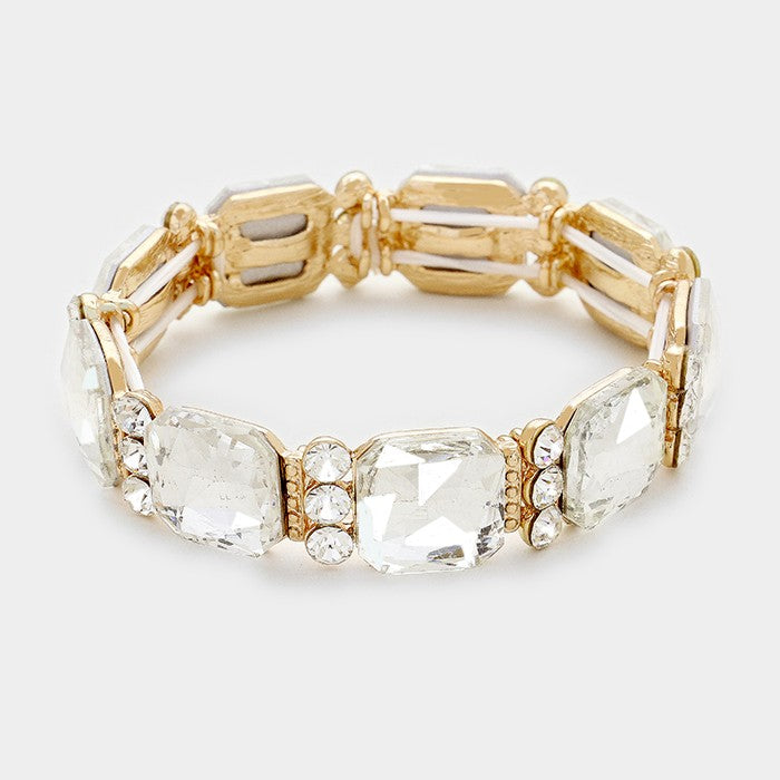 Clear on Gold Stretch Bracelets (CLICK TO VIEW SAMPLE SELECTION)