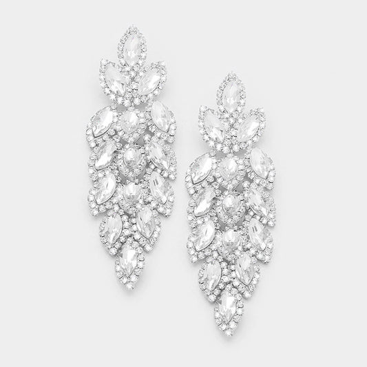 Skylar Silver Rhinestone Competition Earrings
