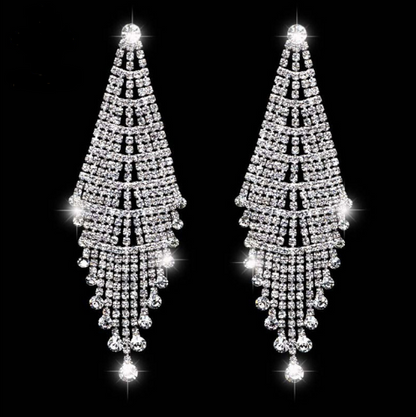 Amina Silver Rhinestone Competition Earrings
