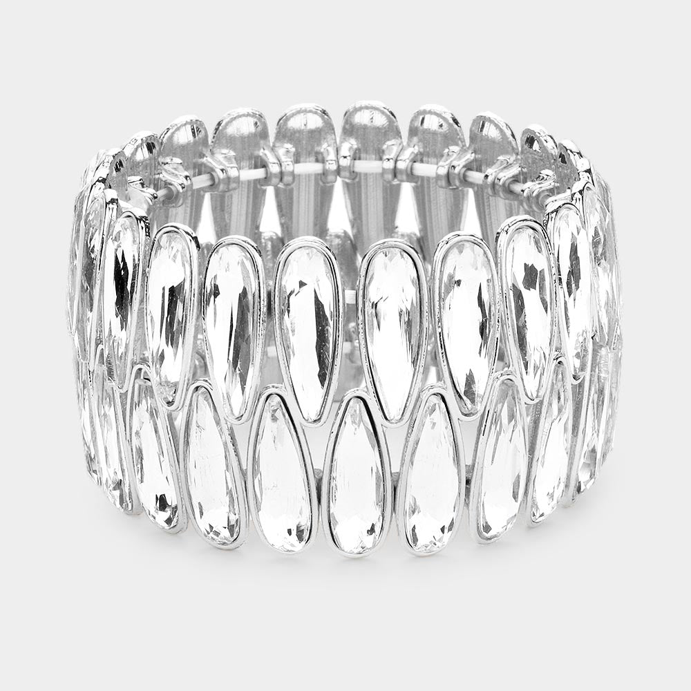 Nicole Silver Stretch Rhinestone Competition Bracelet