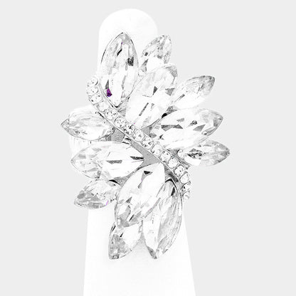Alaia Silver Stretch Rhinestone Competition Ring