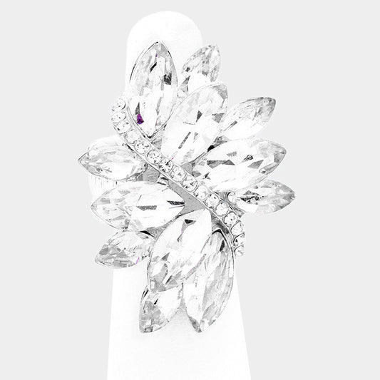 Alaia Silver Stretch Rhinestone Competition Ring